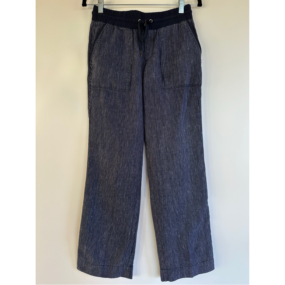 ATHLETA Bali 100% Linen Pull On Pants Womens Size 4 Navy Stripe Nautical Coastal - Picture 4 of 15